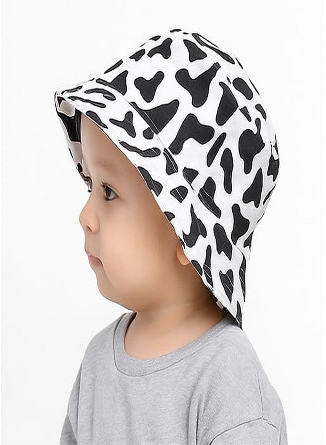 MIKONIKO Boys & Girls Cartoon Cotton Sun Hat | Wide Brim Outdoor Bucket Hat | Breathable Summer Cap for Kids White_2-5 Years - Image 3