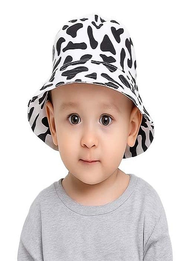 MIKONIKO Boys & Girls Cartoon Cotton Sun Hat | Wide Brim Outdoor Bucket Hat | Breathable Summer Cap for Kids White_2-5 Years - Image 1