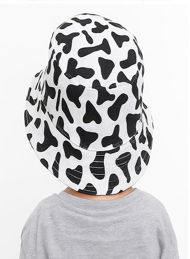 MIKONIKO Boys & Girls Cartoon Cotton Sun Hat | Wide Brim Outdoor Bucket Hat | Breathable Summer Cap for Kids White_2-5 Years - Image 2