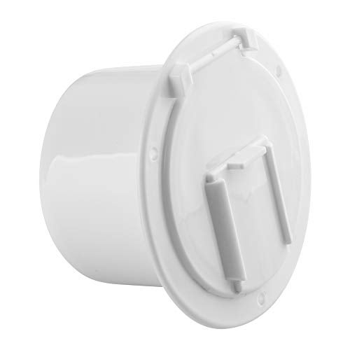 Halotronics RV 4 3/4 inch Round Electrical Cable Hatch for 30 and 50 Amp Cords (White) - Image 1