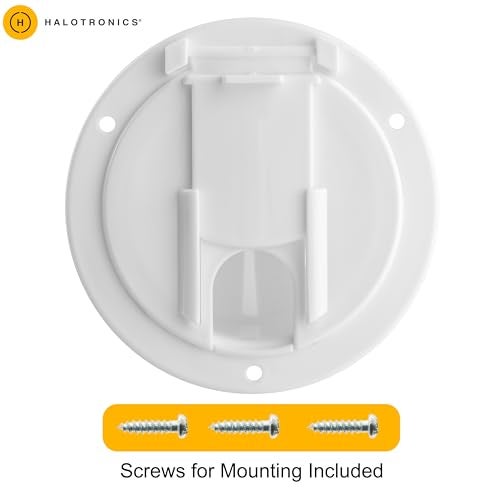 Halotronics RV 4 3/4 inch Round Electrical Cable Hatch for 30 and 50 Amp Cords (White) - Image 4