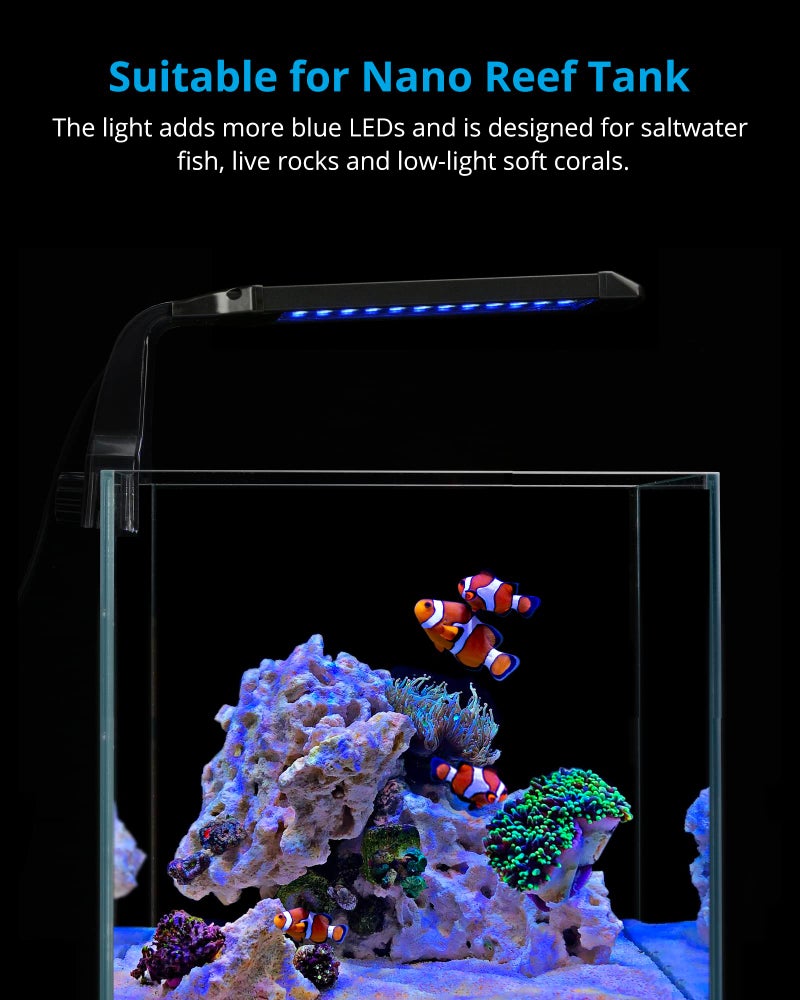NICREW Marine Clip on Aquarium Light, Saltwater Fish Tank Light for Coral Reef Tanks with LCD Timer, 2 Lighting Modes - Image 2