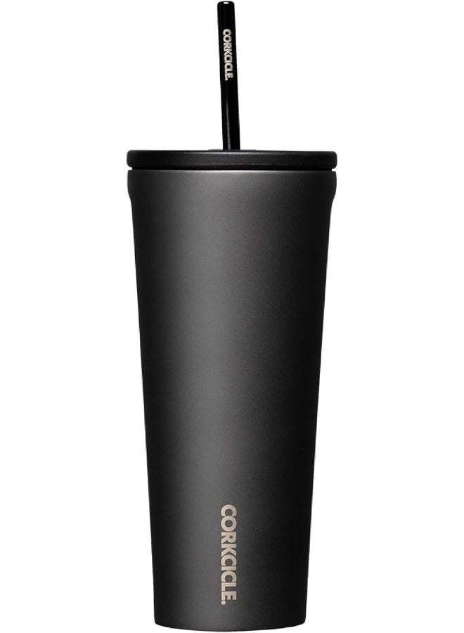 CORKCICLE كوب كوركسيكل مع قشة وغطاء، زجاجة ماء قابلة لإعادة الاستخدام، كوب سفر من الفولاذ المقاوم للصدأ مع عزل ثلاثي، خالي من BPA، يحافظ على المشروبات باردة لمدة 12 ساعة وساخنة لمدة 5 ساعات، لون سيراميك رمادي، 24 أونصة - Image 1