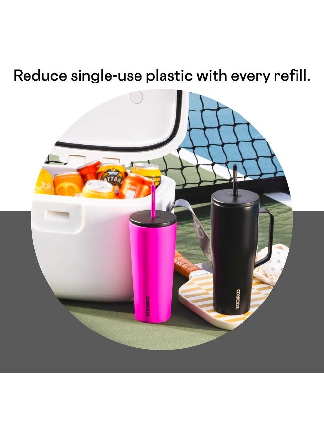 CORKCICLE كوب كوركسيكل مع قشة وغطاء، زجاجة ماء قابلة لإعادة الاستخدام، كوب سفر من الفولاذ المقاوم للصدأ مع عزل ثلاثي، خالي من BPA، يحافظ على المشروبات باردة لمدة 12 ساعة وساخنة لمدة 5 ساعات، لون سيراميك رمادي، 24 أونصة - Image 5