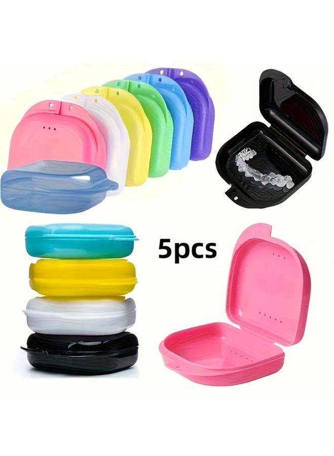 5pcs Random Color Denture Box With Ventilation Holes Portable Retainer Case Travel Storage - Image 4