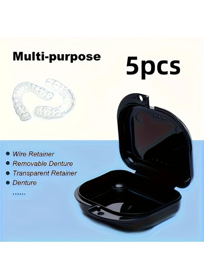 5pcs Random Color Denture Box With Ventilation Holes Portable Retainer Case Travel Storage - Image 2