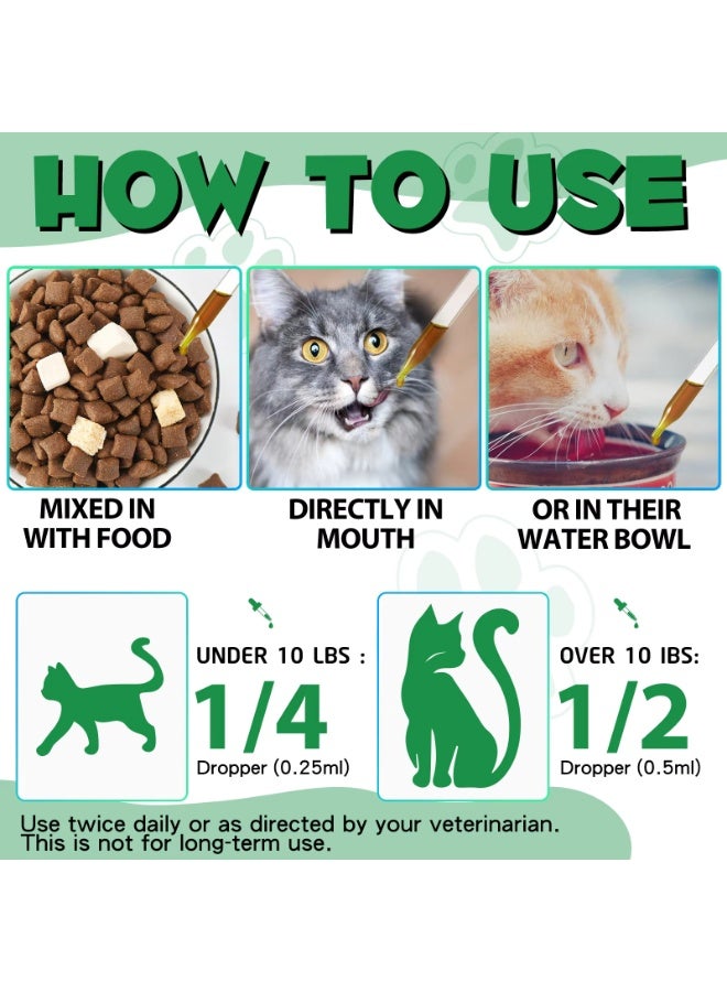 Oimmal Herbal De-Wormer with Probiotics for Cats 60ml, Helps With Improve Digestion, Nutrient Absorption, Immunity Boost, Broad Spectrum Hook 100% Natural Cat Deworming Drops Easy Feeding - Image 2