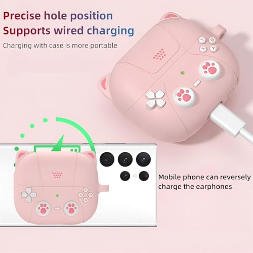 Meyaar Silicone Case for Apple Airpods 4 (2024) Cute Design for AirPods 4 with Active Noise Cancellation (ANC) with Keychain Shockproof Protective Case (Kitty Pink) - Image 3