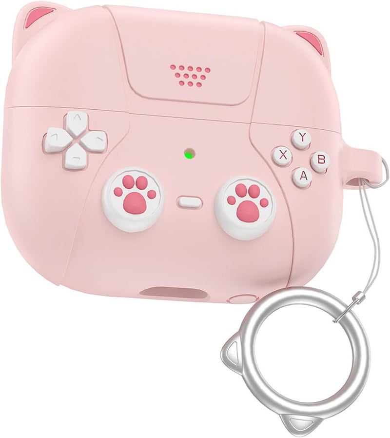 Meyaar Silicone Case for Apple Airpods 4 (2024) Cute Design for AirPods 4 with Active Noise Cancellation (ANC) with Keychain Shockproof Protective Case (Kitty Pink) - Image 1