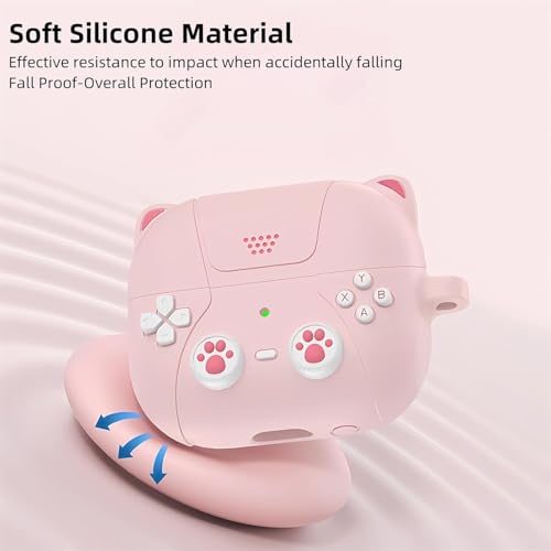 Meyaar Silicone Case for Apple Airpods 4 (2024) Cute Design for AirPods 4 with Active Noise Cancellation (ANC) with Keychain Shockproof Protective Case (Kitty Pink) - Image 4
