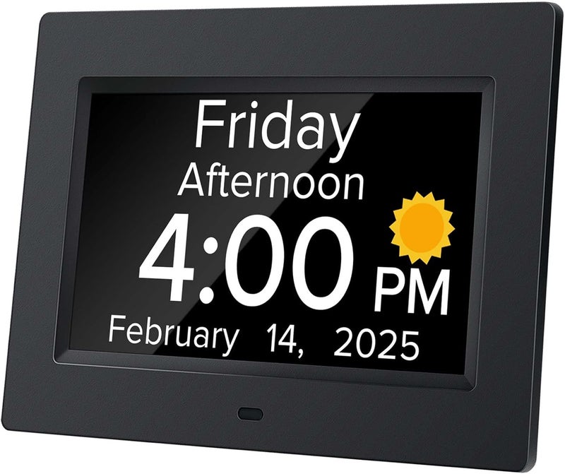 Mitoart Digital Alarm Clock with Date and Day of Week for Dementia Seniors, Voice Announcement Time, Multiple Alarm Sets, Auto DST, Gifts for Elderly People with Dementia - Black - Image 1