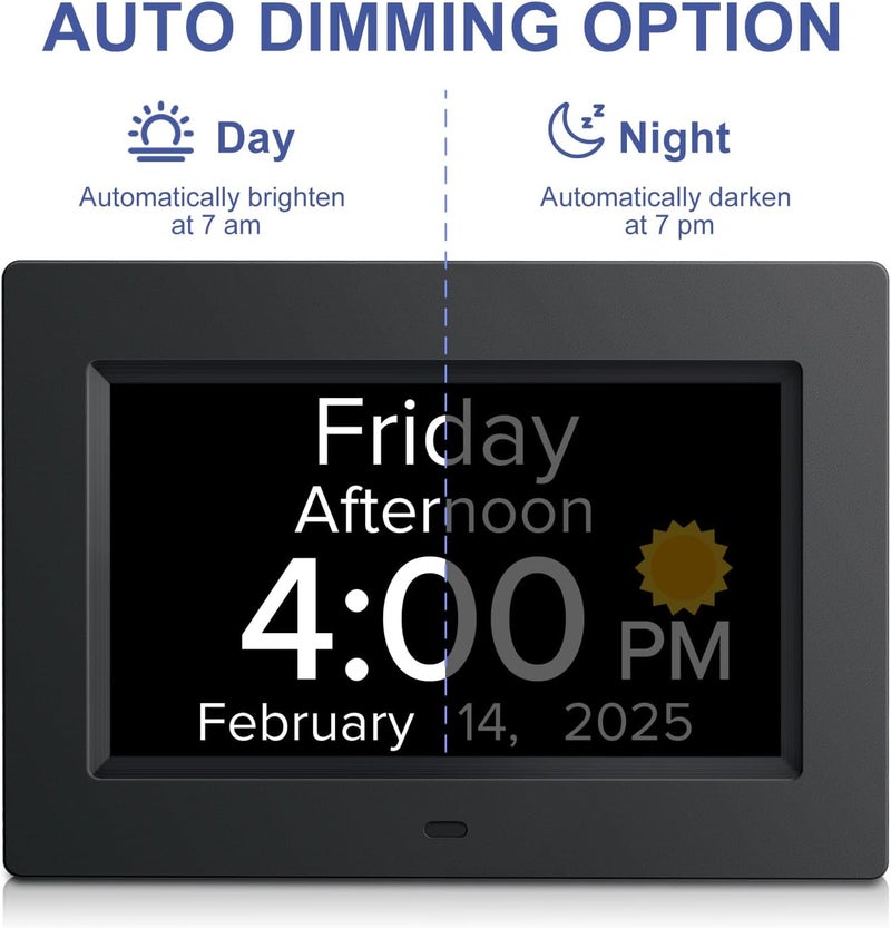 Mitoart Digital Alarm Clock with Date and Day of Week for Dementia Seniors, Voice Announcement Time, Multiple Alarm Sets, Auto DST, Gifts for Elderly People with Dementia - Black - Image 3