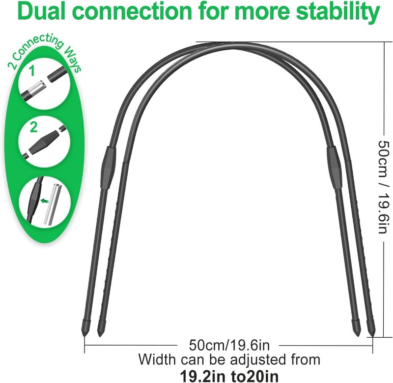 FOTMISHU 8pcs Garden Hoops for Raised Beds, 19.6"x 19.6" Greenhouse Hoops for Cover Garden Netting, Rust-Free Garden Tunnel, Reuseable Gardening Supplies for Plants (8pcs S-19.6"x 19.6") - Image 2