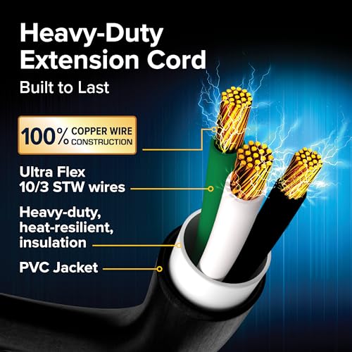 Camco Power Grip 25-Ft 30 Amp Camper/RV Extension Cord - Rated for 125V /3,750W - Features Heavy Duty 10-Gauge Copper Wire for Superior Conductivity & Coated w/Heat-Resilient PVC (55191) - Image 3