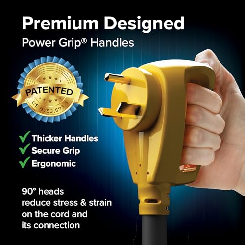 Camco Power Grip 25-Ft 30 Amp Camper/RV Extension Cord - Rated for 125V /3,750W - Features Heavy Duty 10-Gauge Copper Wire for Superior Conductivity & Coated w/Heat-Resilient PVC (55191) - Image 2