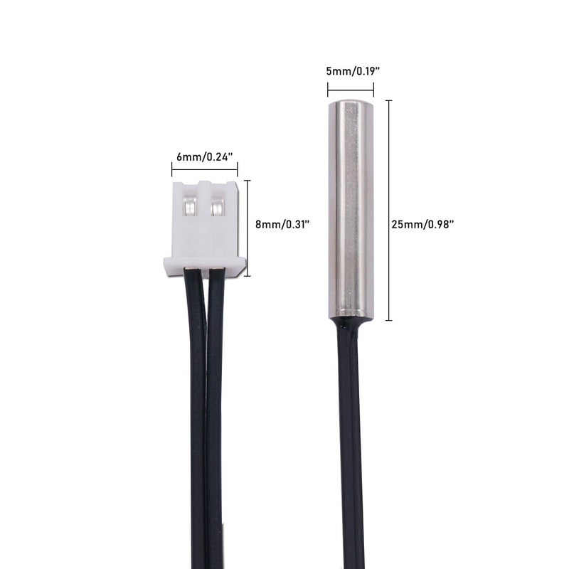 TWTADE 5 Pcs 1M 10K B3950 Thermistor Temperature Sensor,able to Support -25 to 125 Degree Celsius,Sensitive NTC Temperature Sensor Probeprobes has 5 * 25mm Stainless Steel housing NTC-1M-5P - Image 4