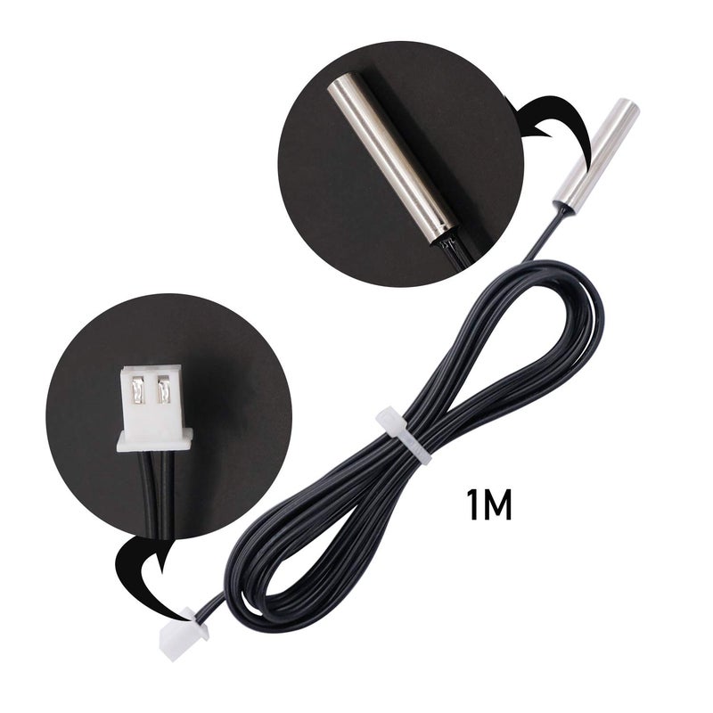 TWTADE 5 Pcs 1M 10K B3950 Thermistor Temperature Sensor,able to Support -25 to 125 Degree Celsius,Sensitive NTC Temperature Sensor Probeprobes has 5 * 25mm Stainless Steel housing NTC-1M-5P - Image 3