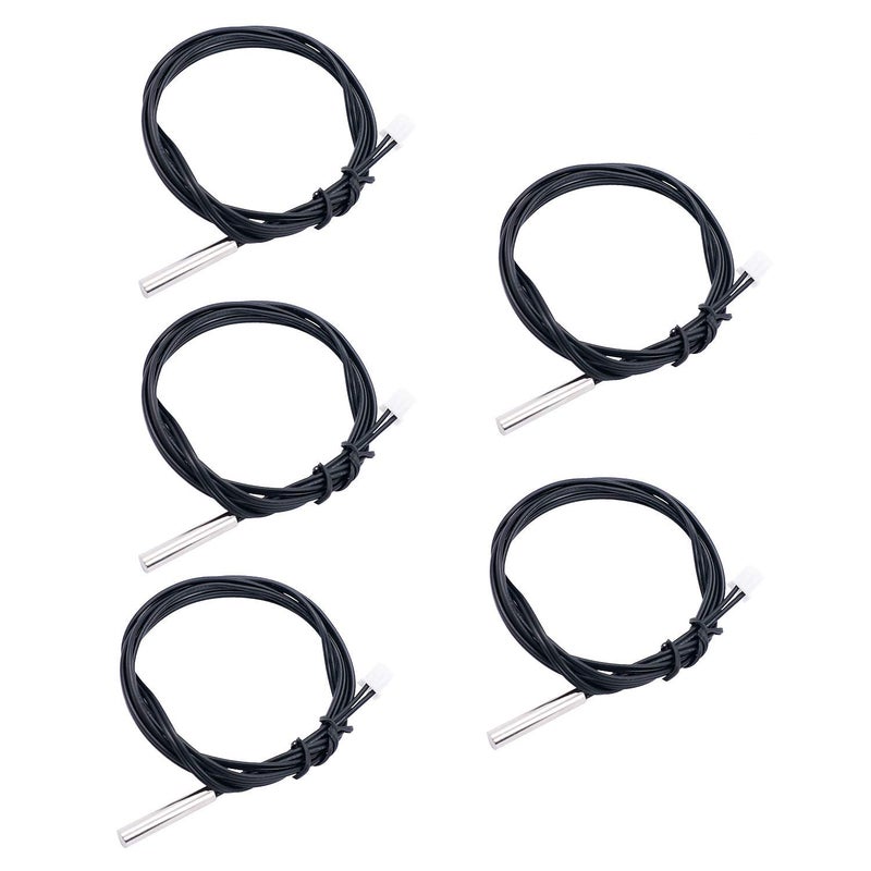 TWTADE 5 Pcs 1M 10K B3950 Thermistor Temperature Sensor,able to Support -25 to 125 Degree Celsius,Sensitive NTC Temperature Sensor Probeprobes has 5 * 25mm Stainless Steel housing NTC-1M-5P - Image 1