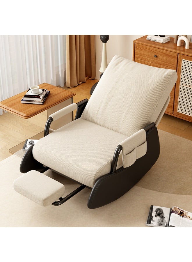 Old_Feller Modern rocking chair, Modern style rocking armchair with footrest and side pockets, Three-position adjustable upholstered high back rocking chair, Lounge chair for balcony, Lazy sofa chair for lounge living room bedroom patio garden （Beige/Black） - Image 1
