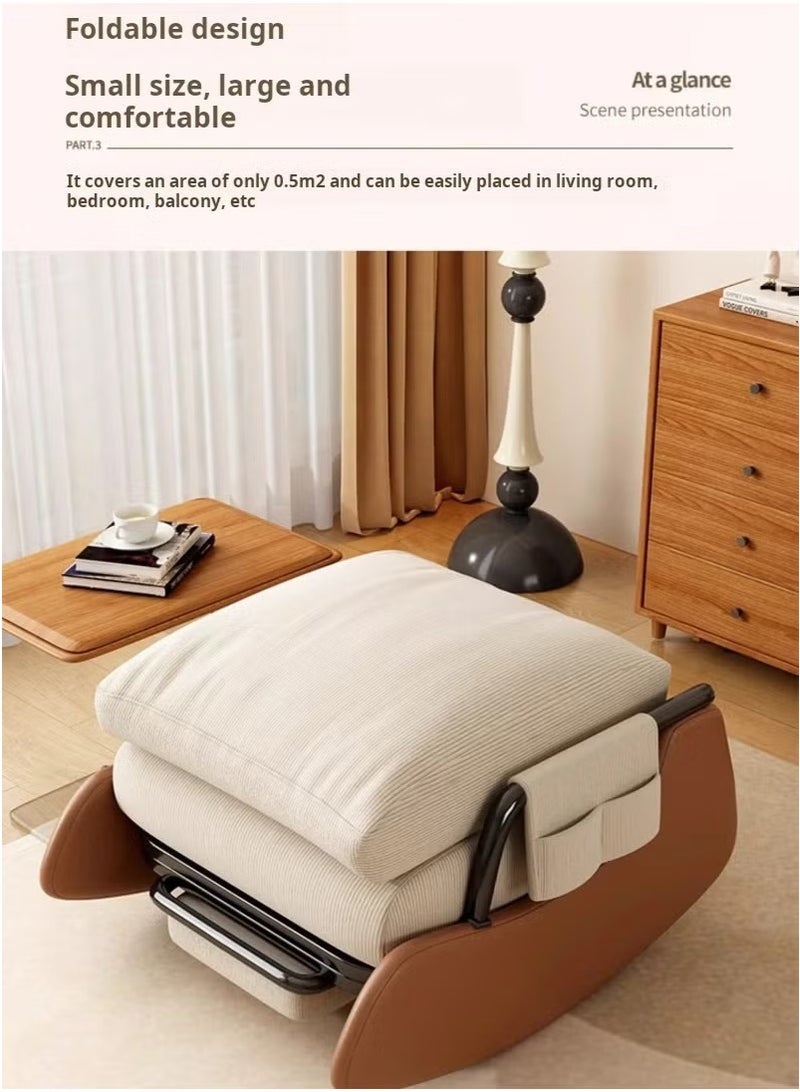 Old_Feller Modern rocking chair, Modern style rocking armchair with footrest and side pockets, Three-position adjustable upholstered high back rocking chair, Lounge chair for balcony, Lazy sofa chair for lounge living room bedroom patio garden （Beige/Black） - Image 4