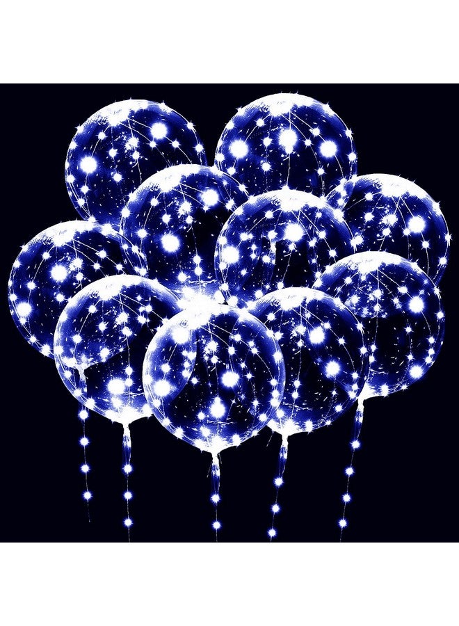 UZER 10 Packs Led Bobo Balloons, Clear Light Up Balloons,Helium Glow Bubble Balloons With String Lights For Party Birthday Wedding Quinceanera Decorations (Cold White) - Image 1