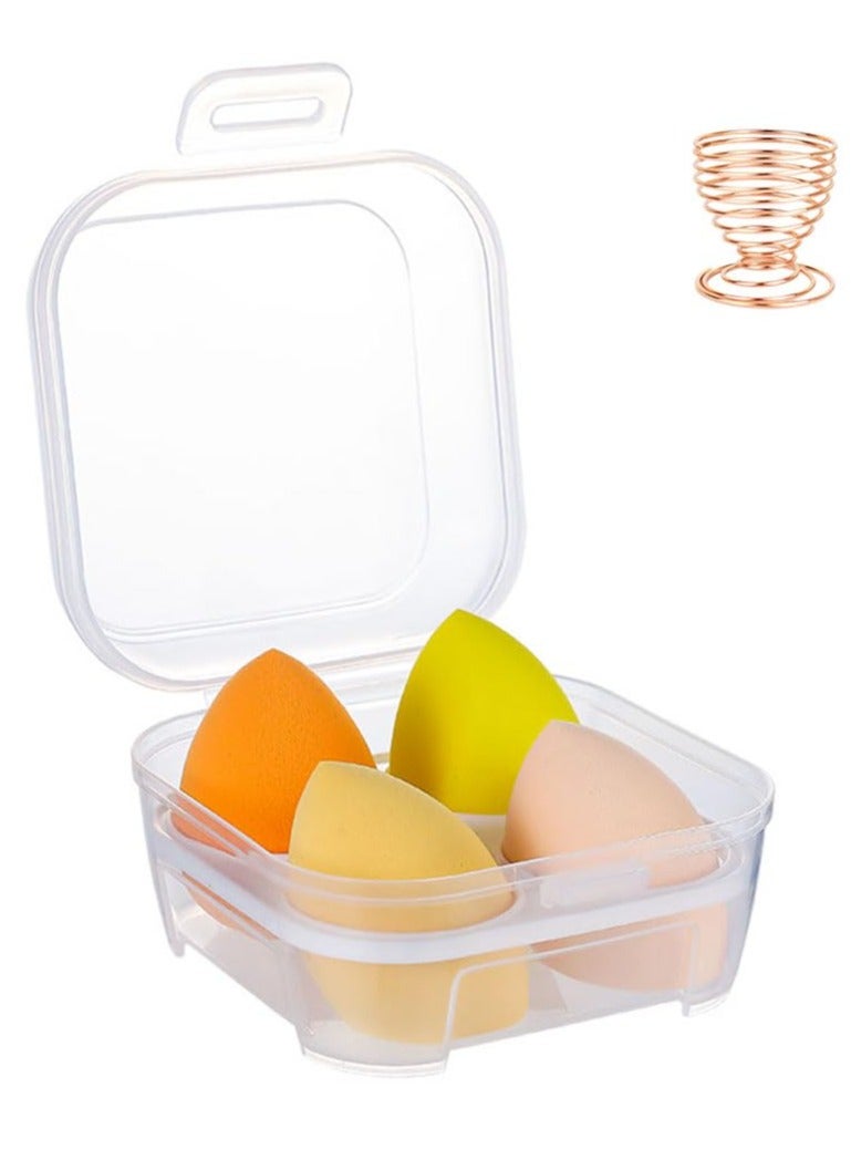 Generic 4 PCS Makeup Sponge with Holder Case Set, Makeup Sponges Blender Beauty Sponge Makeup Egg , Latex-Free Dry & Wet Use Foundation Cosmetic Makeup Puff for Powder Cream  - Image 1