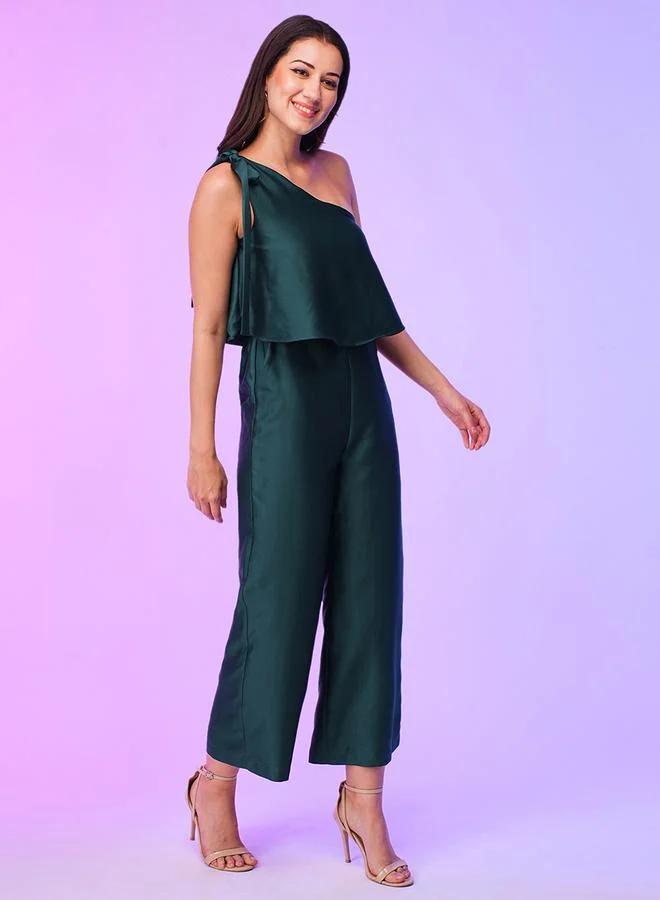 globus One Shoulder Tie-Up Detail Jumpsuit