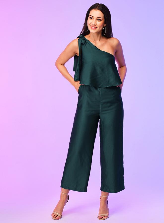 globus One Shoulder Tie-Up Detail Jumpsuit - Image 1