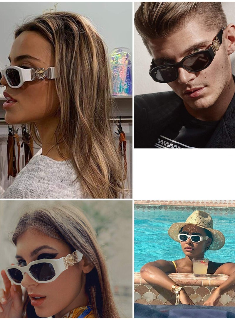 SYOSI Rectangle Sunglasses for Women Retro Driving Glasses Vintage Fashion Irregular Frame Protection Men Model  - Image 5