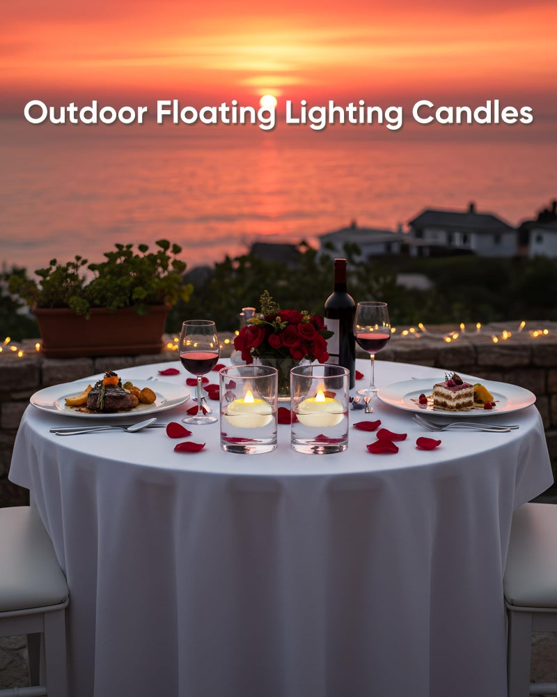 5plots 6 Pack 200 Hour Flameless Floating Candles, 2 Inches White Waterproof Led Tealights for Wedding Vases Centerpieces Party Proposal Pool Decor Decoration - Image 5