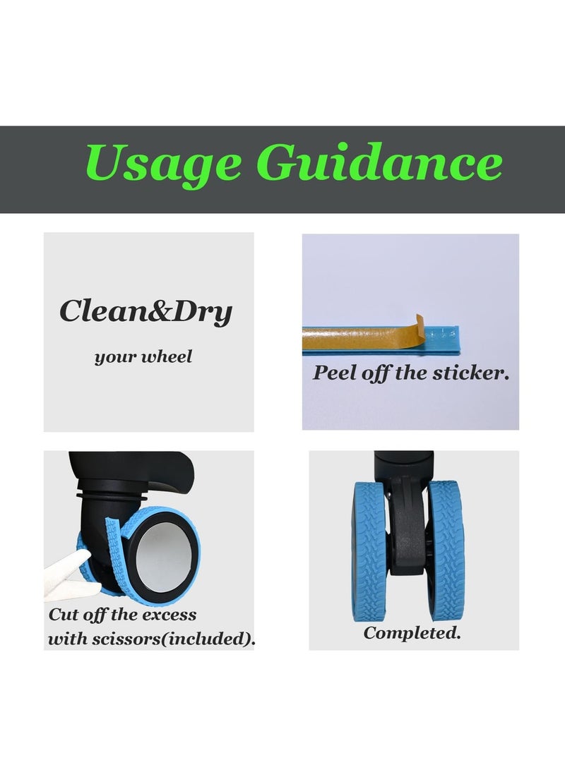 10Pack Luggage Wheel Silicone Adhesive Covers for Suitcase,Waterproof Ultra Sticky Backing, Fits Most 4/8 Wheels Carry-on Luggage, Anti-Shedding Silent Wheel Cover (Blue) - Image 4