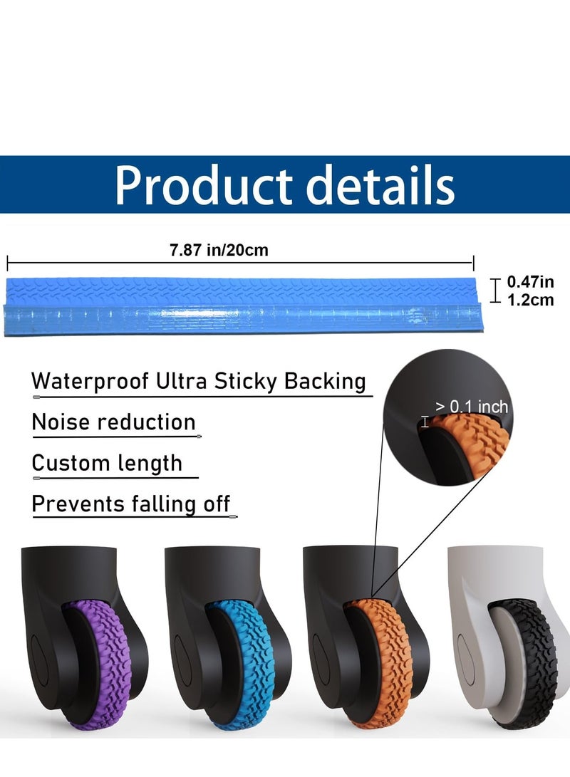 10Pack Luggage Wheel Silicone Adhesive Covers for Suitcase,Waterproof Ultra Sticky Backing, Fits Most 4/8 Wheels Carry-on Luggage, Anti-Shedding Silent Wheel Cover (Blue) - Image 2