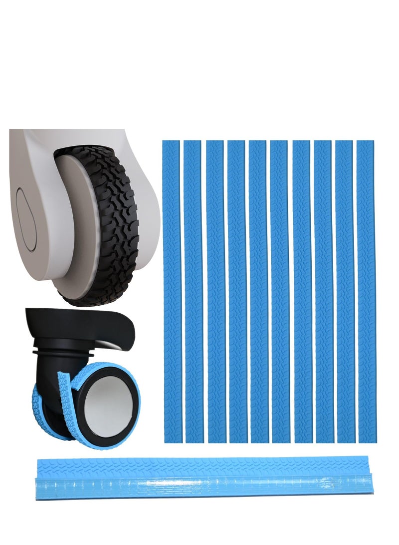 10Pack Luggage Wheel Silicone Adhesive Covers for Suitcase,Waterproof Ultra Sticky Backing, Fits Most 4/8 Wheels Carry-on Luggage, Anti-Shedding Silent Wheel Cover (Blue) - Image 3