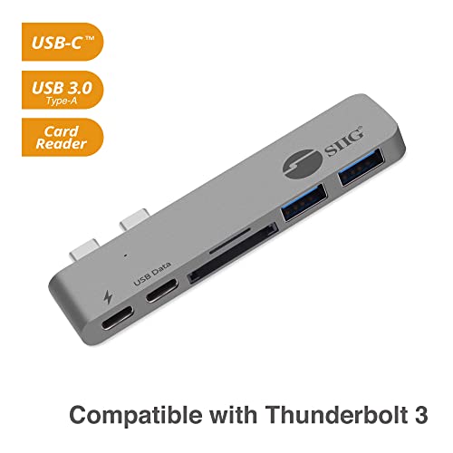 SIIG Thunderbolt 3 USB Type C Hub Adapter for 13" or 15" MacBook Pro - 5k Video Resolution, 40Gbps Data Speed - USB C Data Port, 2 USB 3.1, SD/Micro SD Card Reader Slot - Space Gray - Image 2
