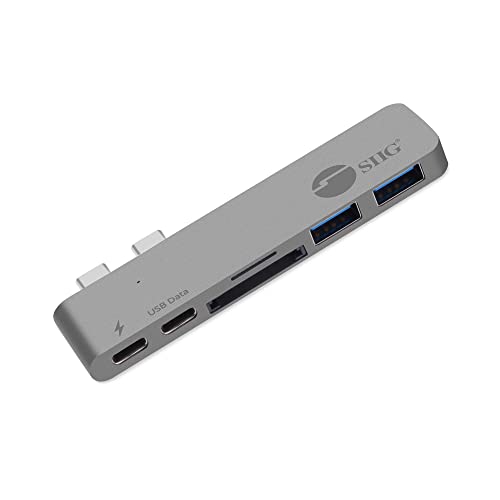 SIIG Thunderbolt 3 USB Type C Hub Adapter for 13" or 15" MacBook Pro - 5k Video Resolution, 40Gbps Data Speed - USB C Data Port, 2 USB 3.1, SD/Micro SD Card Reader Slot - Space Gray - Image 1