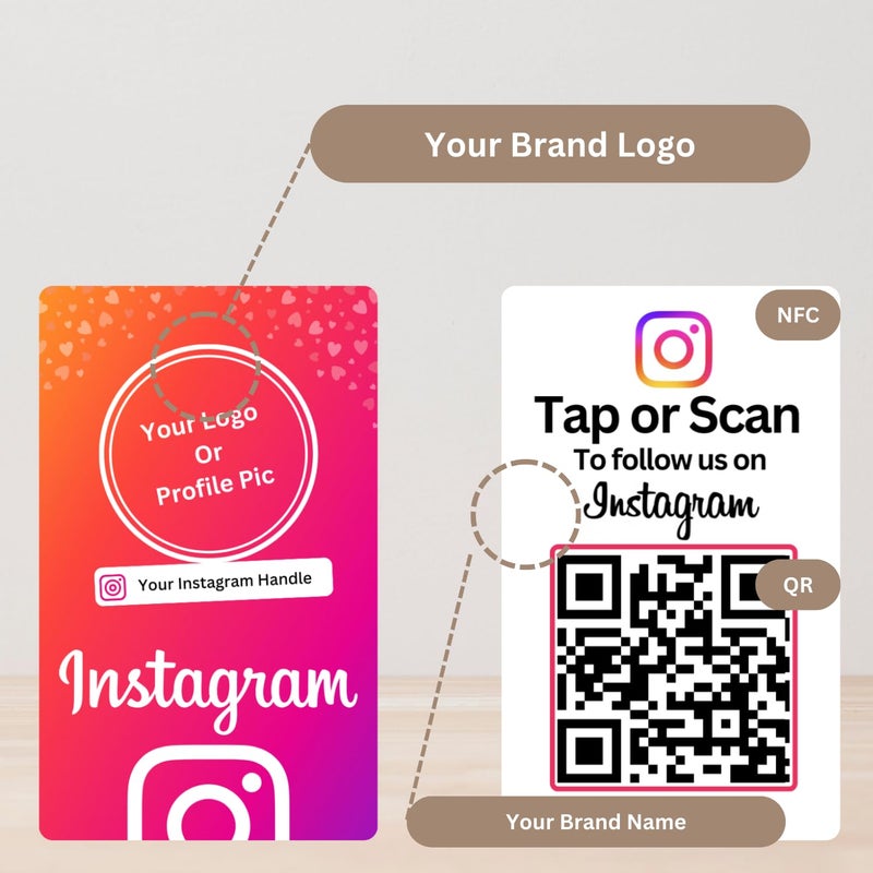 Tinydabba Custom Instagram NFC Card | With QR | With Logo & handle | 4K UV Printed - Image 3