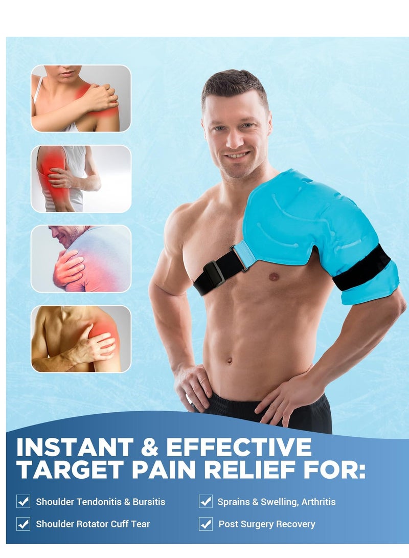 KASTWAVE Ice Pack for Shoulders, Reusable Gel Cold Compress Shoulder Wraps for Rotator Cuff Injuries, Swelling, Upper Back Pain Relief, Compression Brace for Injuries (Size: XL Shoulder Ice Pack Wrap for Men) - Image 3