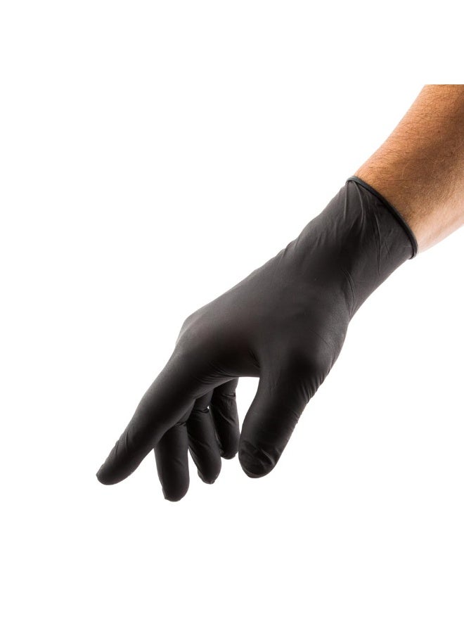 Restaurantware Extra Large Black Nitrile Gloves - Powder-Free Food Safe Gloves: Perfect for Kitchen, Housekeeping and Janitorial Use - Disposable and Recyclable - 100ct Box - Image 1