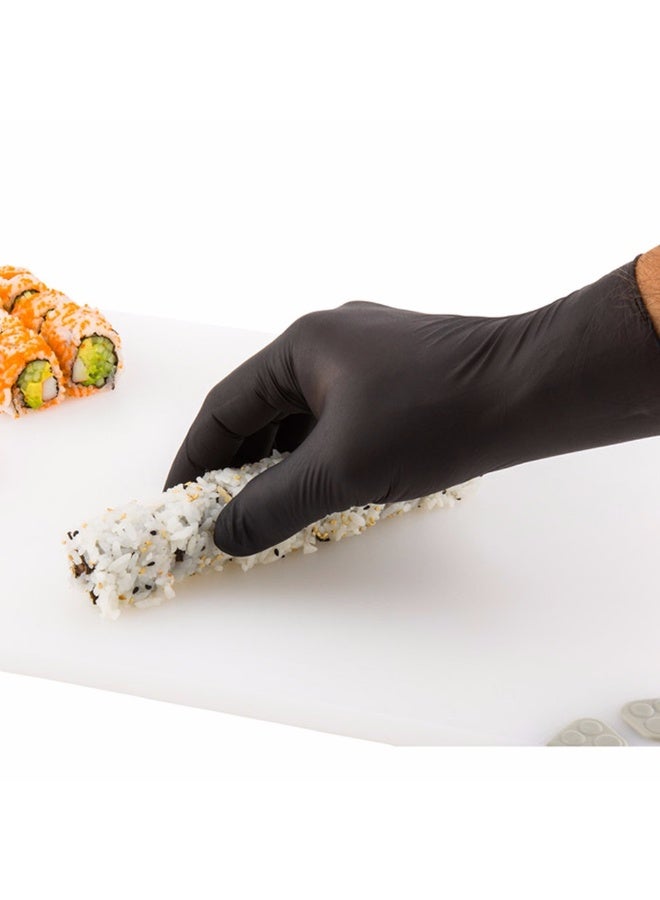 Restaurantware Extra Large Black Nitrile Gloves - Powder-Free Food Safe Gloves: Perfect for Kitchen, Housekeeping and Janitorial Use - Disposable and Recyclable - 100ct Box - Image 2