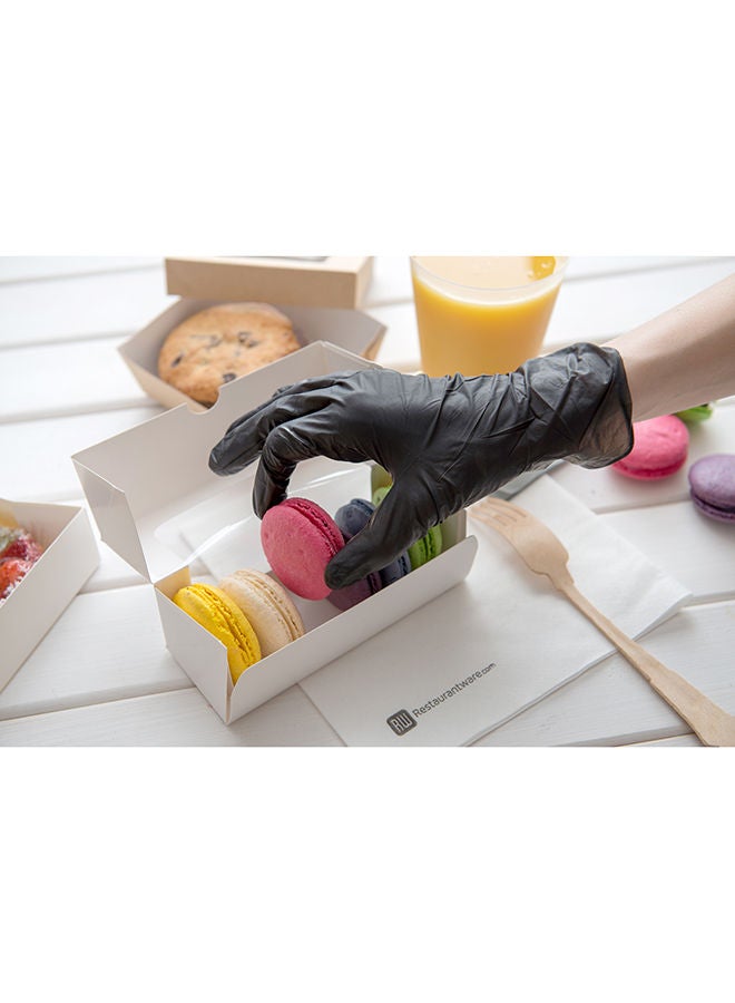 Restaurantware Extra Large Black Nitrile Gloves - Powder-Free Food Safe Gloves: Perfect for Kitchen, Housekeeping and Janitorial Use - Disposable and Recyclable - 100ct Box - Image 5