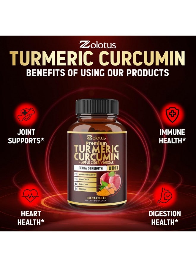 Zolotus 7 in 1 Turmeric Curcumin + Apple Cinder Vinegar Capsules, 6 Month Supply with Ashwagandha, Ginger, Garlic Bulb, 180 Capsules  - Image 5