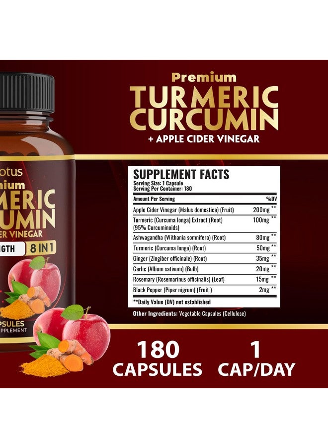 Zolotus 7 in 1 Turmeric Curcumin + Apple Cinder Vinegar Capsules, 6 Month Supply with Ashwagandha, Ginger, Garlic Bulb, 180 Capsules  - Image 2