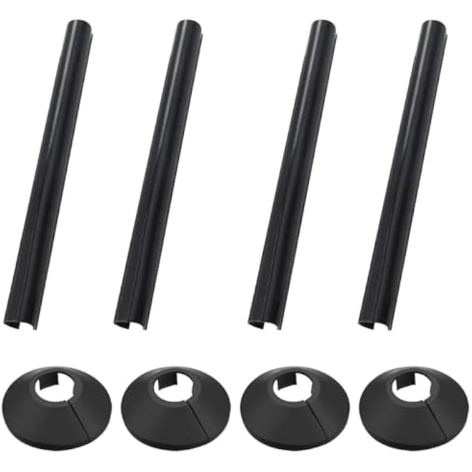 PACK OF 4 BLACK 15MM RADIATOR PIPE HOLE COVERS  CONCEAL AND PROTECT PIPE HOLES, EASY INSTALLATION FOR HOME & OFFICE USE - Image 1