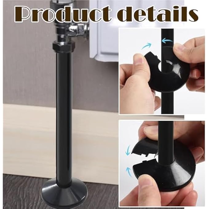 PACK OF 4 BLACK 15MM RADIATOR PIPE HOLE COVERS  CONCEAL AND PROTECT PIPE HOLES, EASY INSTALLATION FOR HOME & OFFICE USE - Image 3