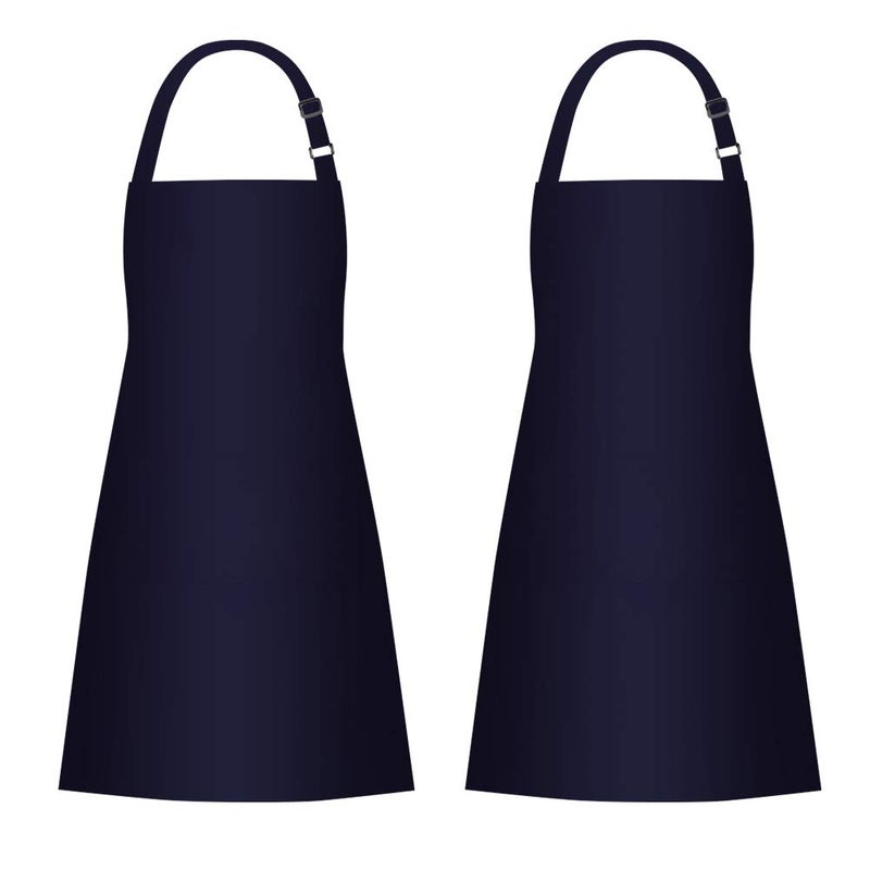Jubatus 2 Pack Bib Aprons with 2 Pockets Cooking Chef Kitchen Apron for Women Men  Navy Blue - Image 1