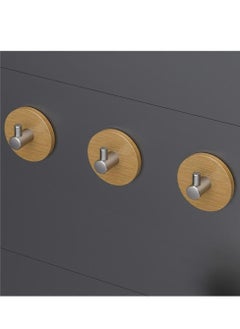 Oasisgalore 4 Pcs Self-Adhesive Wooden Hooks – Heavy-Duty Wall Hooks for Robe, Towel, Coat, and Keys  - Image 4