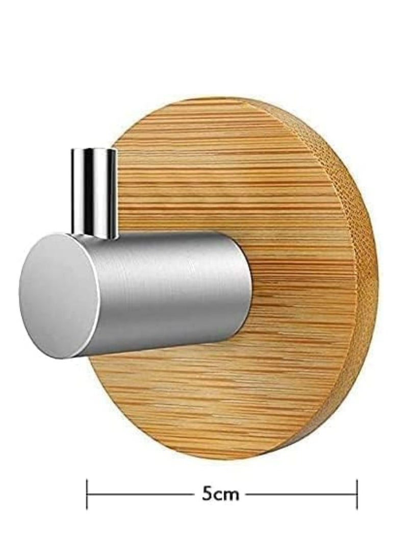 Oasisgalore 4 Pcs Self-Adhesive Wooden Hooks – Heavy-Duty Wall Hooks for Robe, Towel, Coat, and Keys  - Image 5