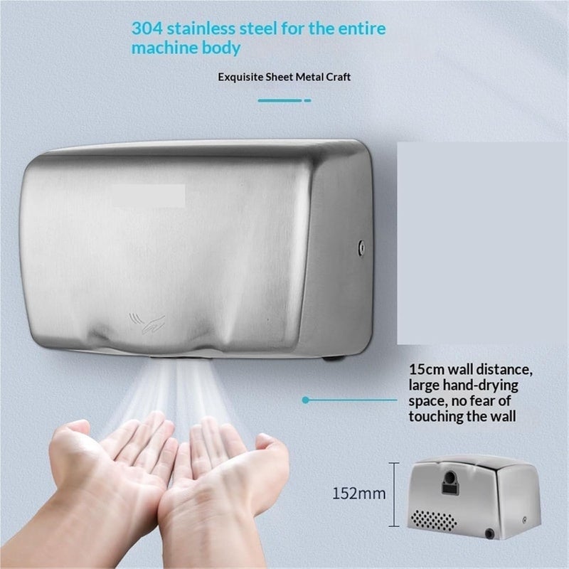 Hand Dryer, Hand Dryer High Speed ​​Commercial Automatic - Stainless Steel Hot Air Blower for Kitchen Bedroom Hotel(Option A) - Image 4