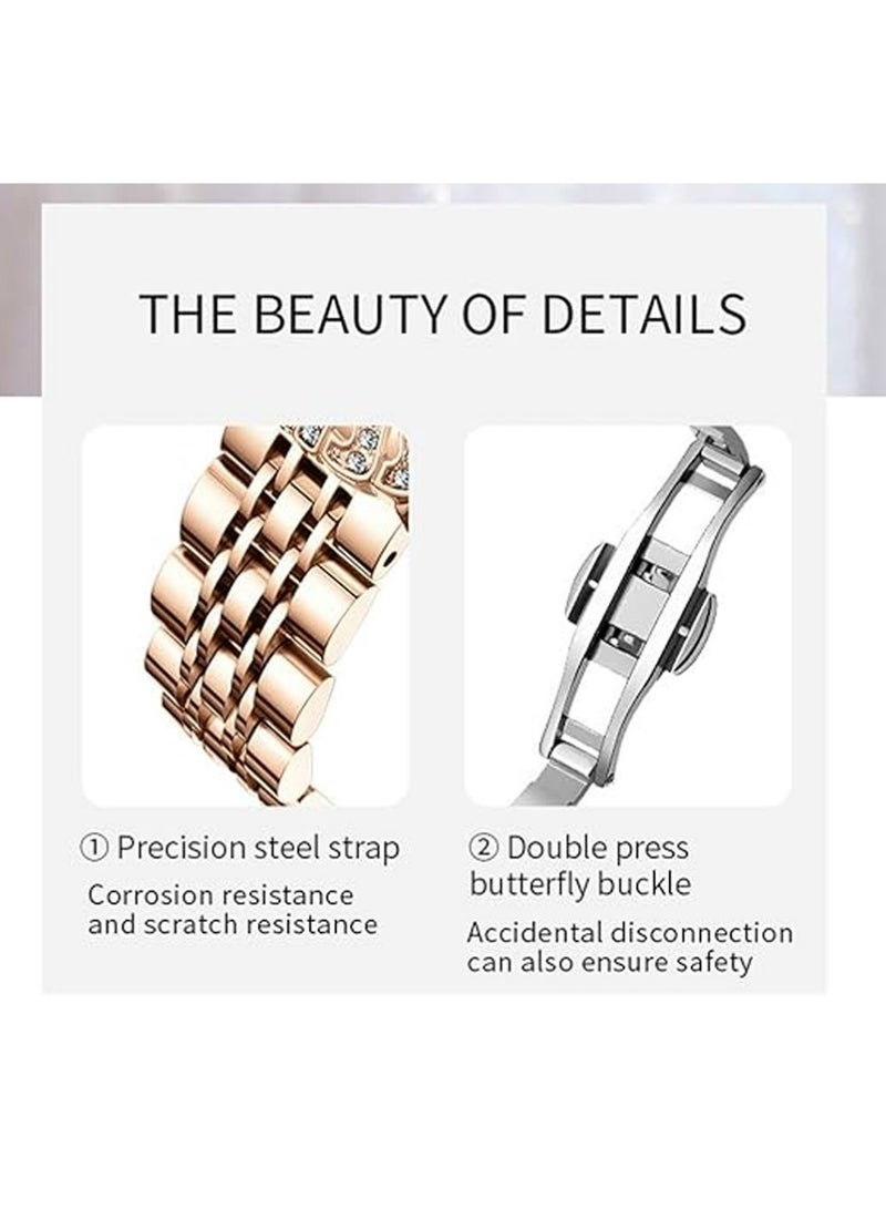Labaoli Women Watches with Bracelet Rose Gold for Lady Elegant Stainless Steel Strap Fashion Analog Creative Diamond Dial Wrist Watch - Image 4