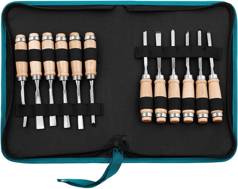 Monkey King Bar -12pcs Wood Carving Chisel Set- Sharp Woodworking Tools with Case Storage - Image 1